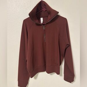 SPANX Chocolate Brown/maroon Quarter-Zip Pullover (butter soft!)